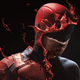 Matt Murdock's first homemade Daredevil costume being revealed as his red suit is burned away.